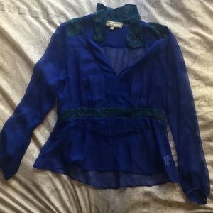 Blue silk Anthropologie blouse